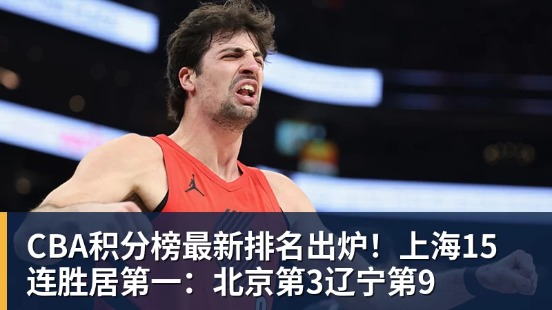 CBA积分榜最新排名出炉！上海15连胜居第一：北京第3辽宁第9